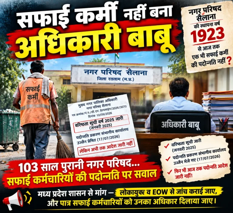 सफाई कर्मचारियों की पदोन्नति पर सवाल: 103 साल पुरानी नगर परिषद में आज तक एक भी सफाई कर्मचारी पदोन्नत नहीं ?